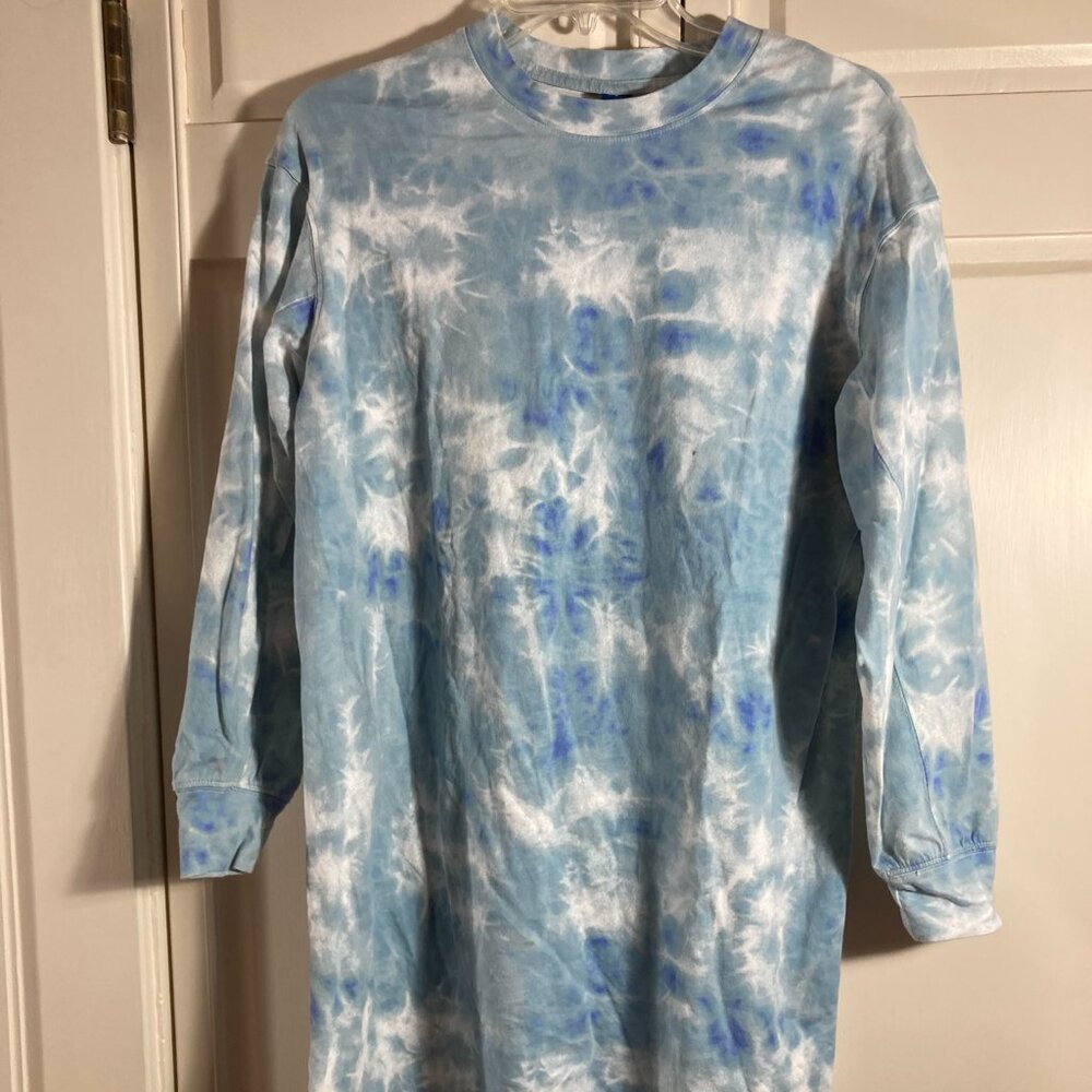 Old Navy Light Blue Tie-Dye Shirt Dress